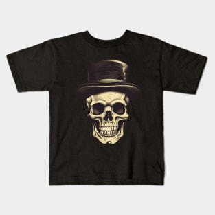 Skull print, noir, retro, vintage, dark, gift present ideas Kids T-Shirt